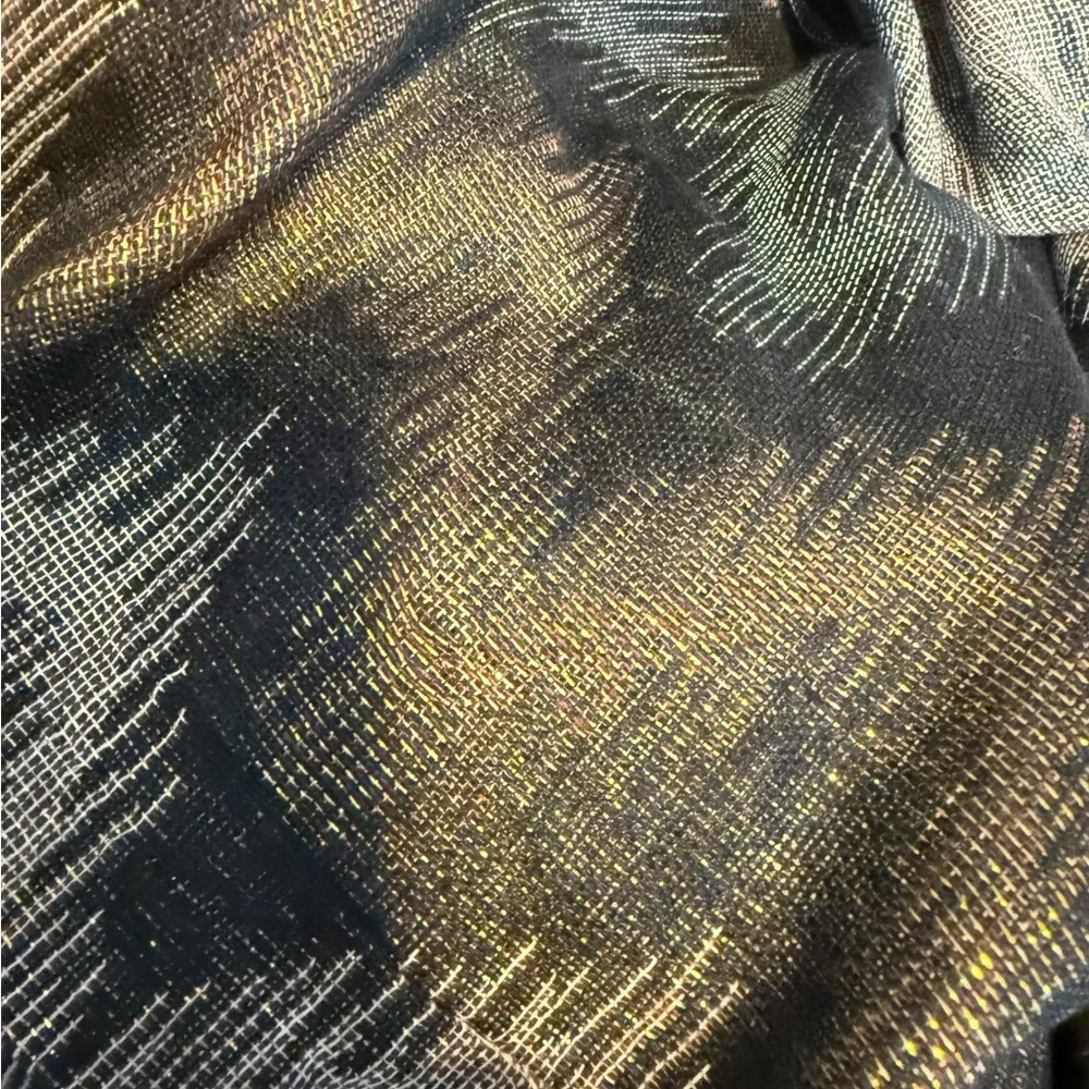 Nordstrom Metallic Chevron Infinity Scarf Black Gold Tan Soft Lightweight Loop
